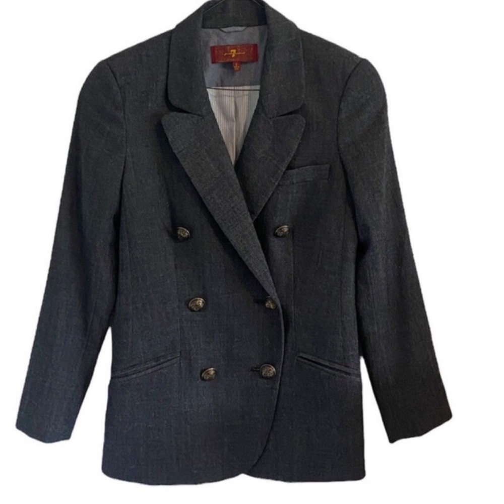 7 for all Mankind’s Women's Double-Breasted Gray Blazer